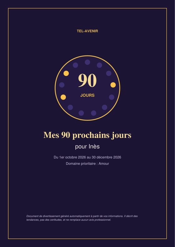 Couverture d'un exemple de document Mes 90 prochains jours, prénom fictif Inès